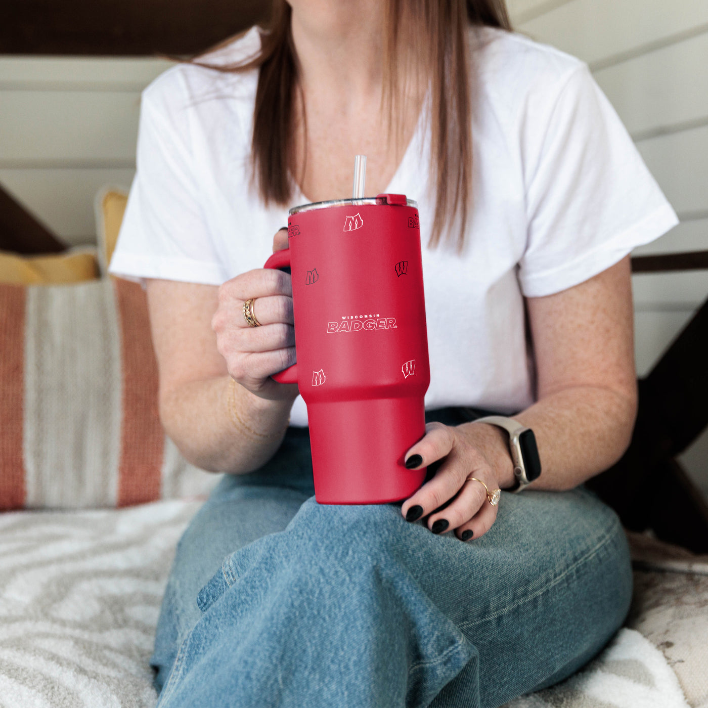 Wisconsin 24oz Step And Repeat Tumbler w/Handle