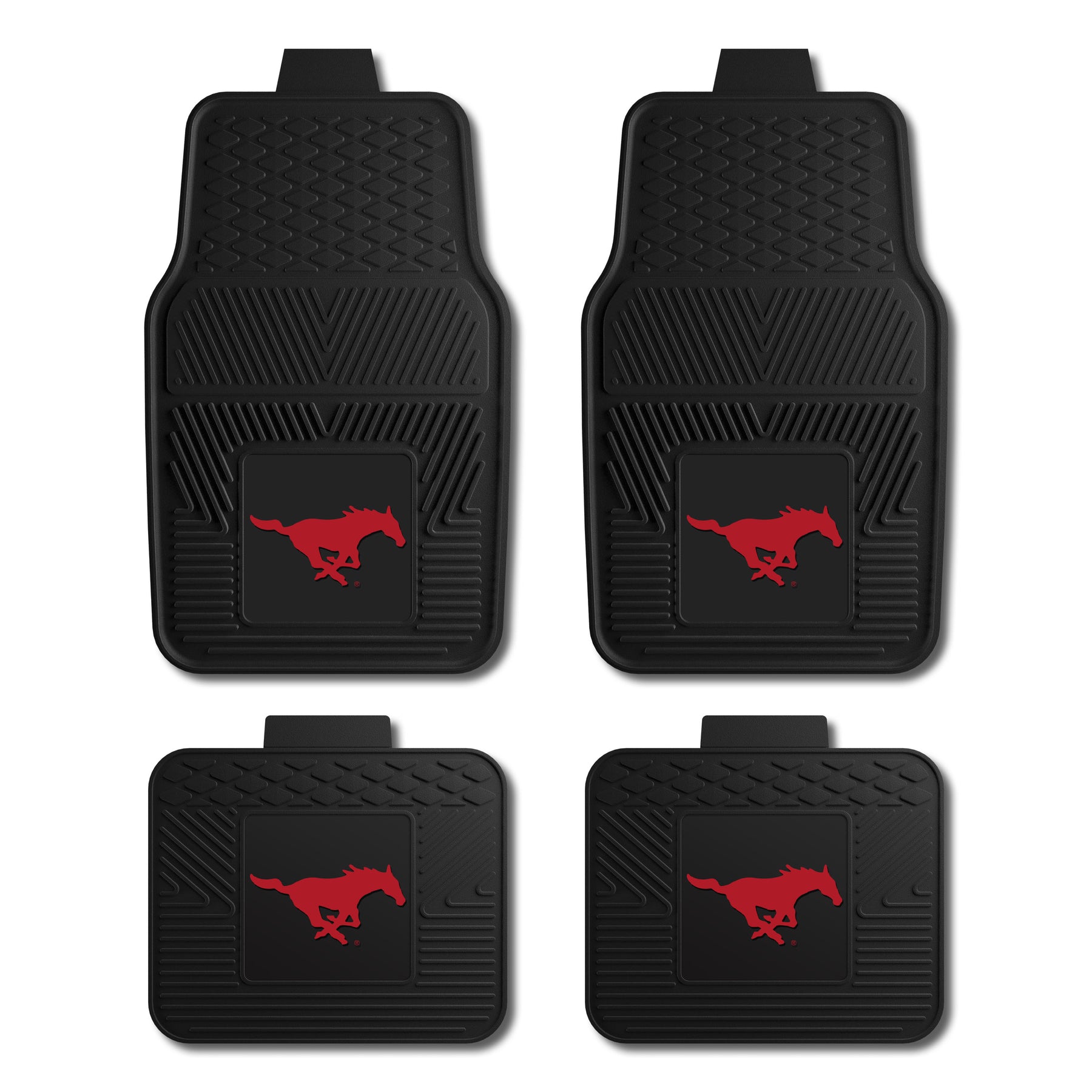 Methodist Car Sticker Southern Methodist University Mustang 4-pc Vinyl Car Mat Set - Red