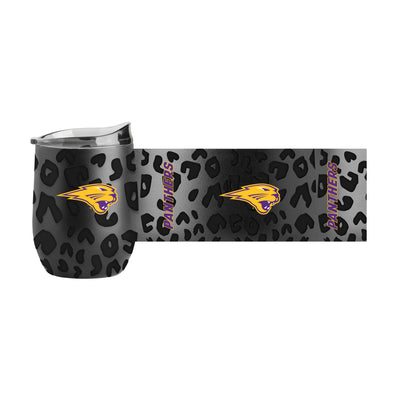 Northern Iowa Leopard 16oz Black Powdercoat Curved Beverage