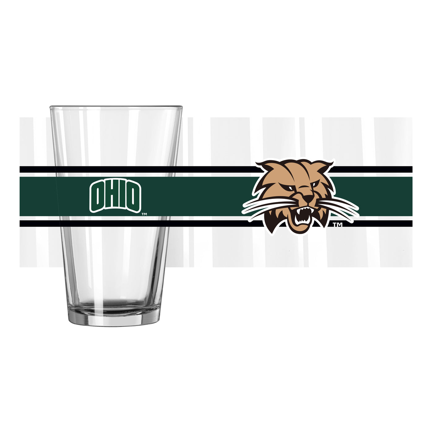 Ohio Bobcats 16oz Stripe Pint Glass