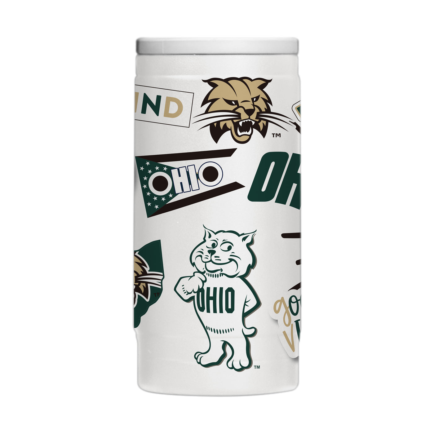 Ohio Bobcats 12oz Native Powdercoat SlimCan Coolie