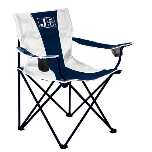 Jackson State Big Boy Chair by Logo Brands, blue and gray kids' furniture chair with Jackson State University logo.