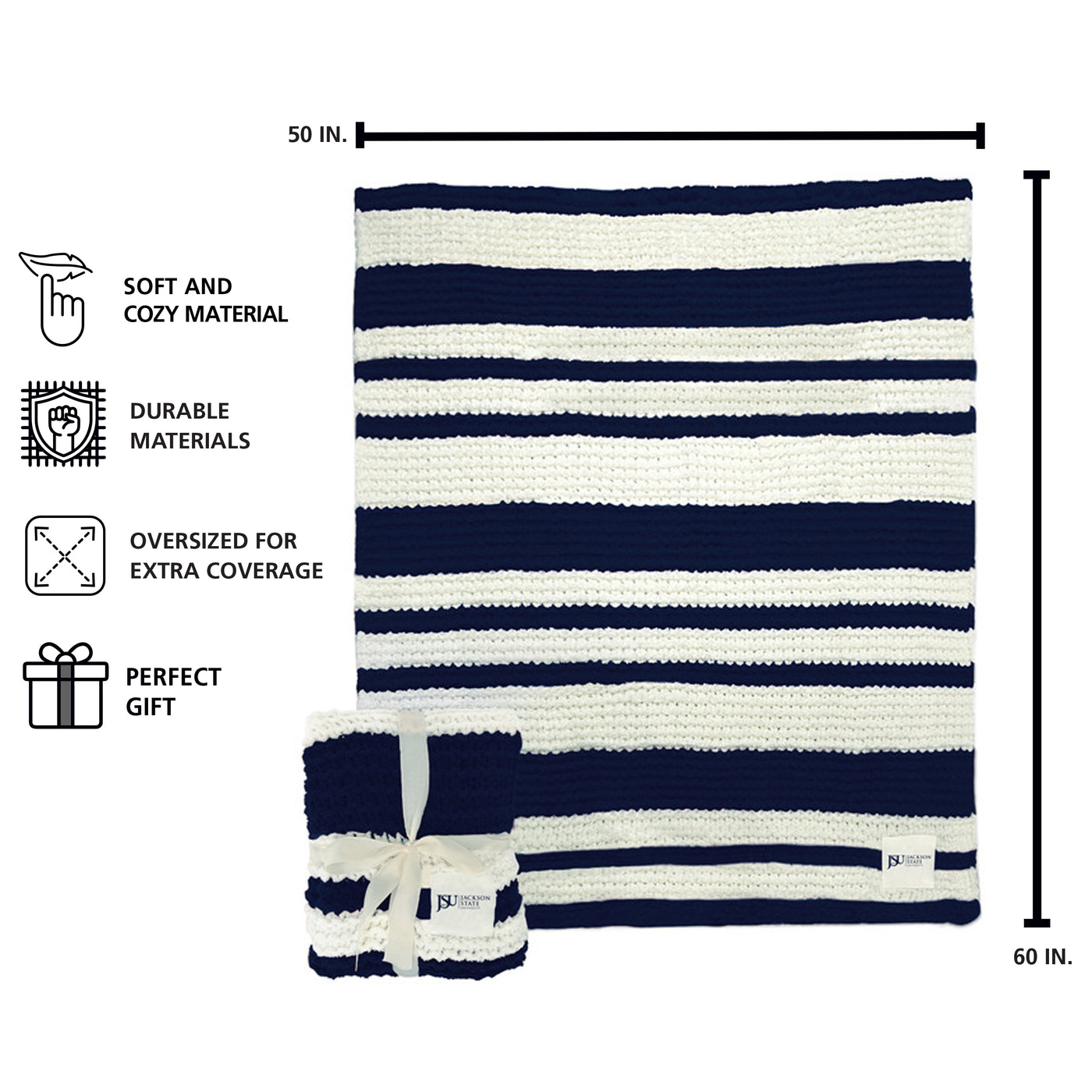 Jackson State Cable Knit Throw 50x60