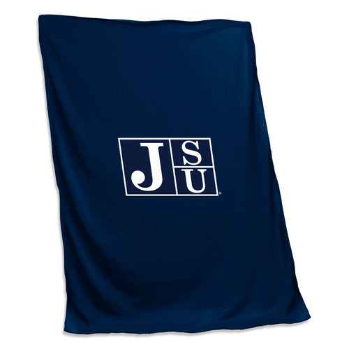 Jackson State Logo Brands screened sweatshirt blanket with Jackson State Tigers logo on soft, cozy fabric for warmth and team spirit.