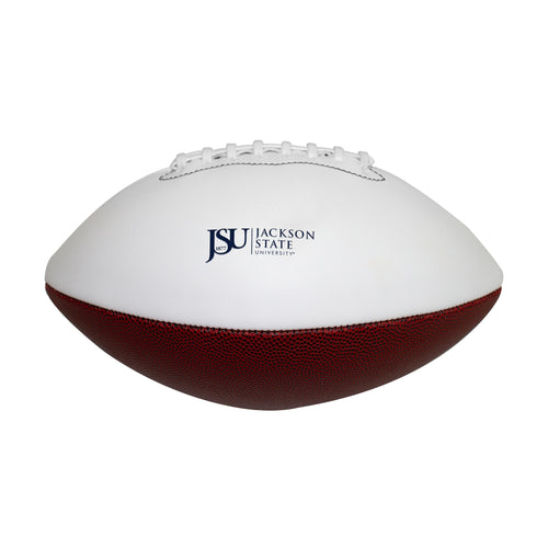 Official Jackson State football with autograph, recreation size, branded by Logo Brands, featuring team logo and signature.