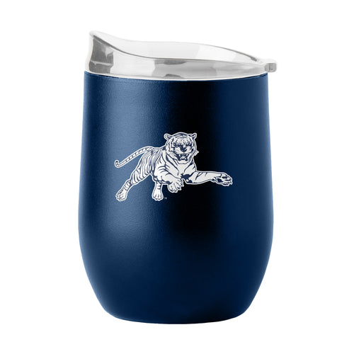 Jackson State 16oz Flipside powder coat curved drinkware with logo branding, featuring a colorful curved design and sturdy construction.