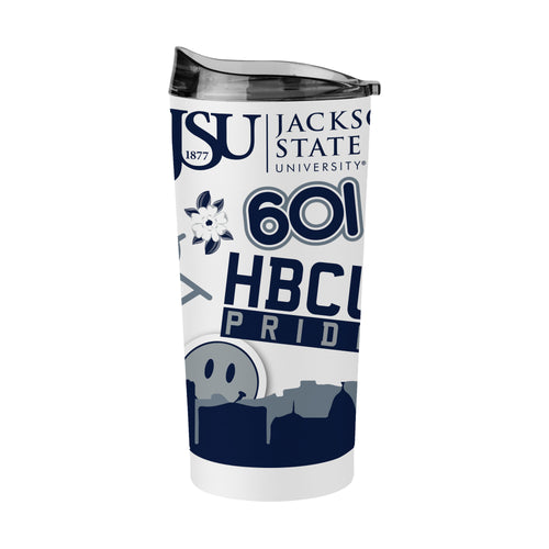 Jackson State 20oz Native Powder Coat Tumbler by Logo Brands, featuring the team logo and durable powder-coated finish.