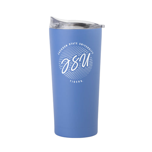 Jackson State 20oz retro script powder coat tumbler, Logo Brands drinkware with team logo and durable finish.