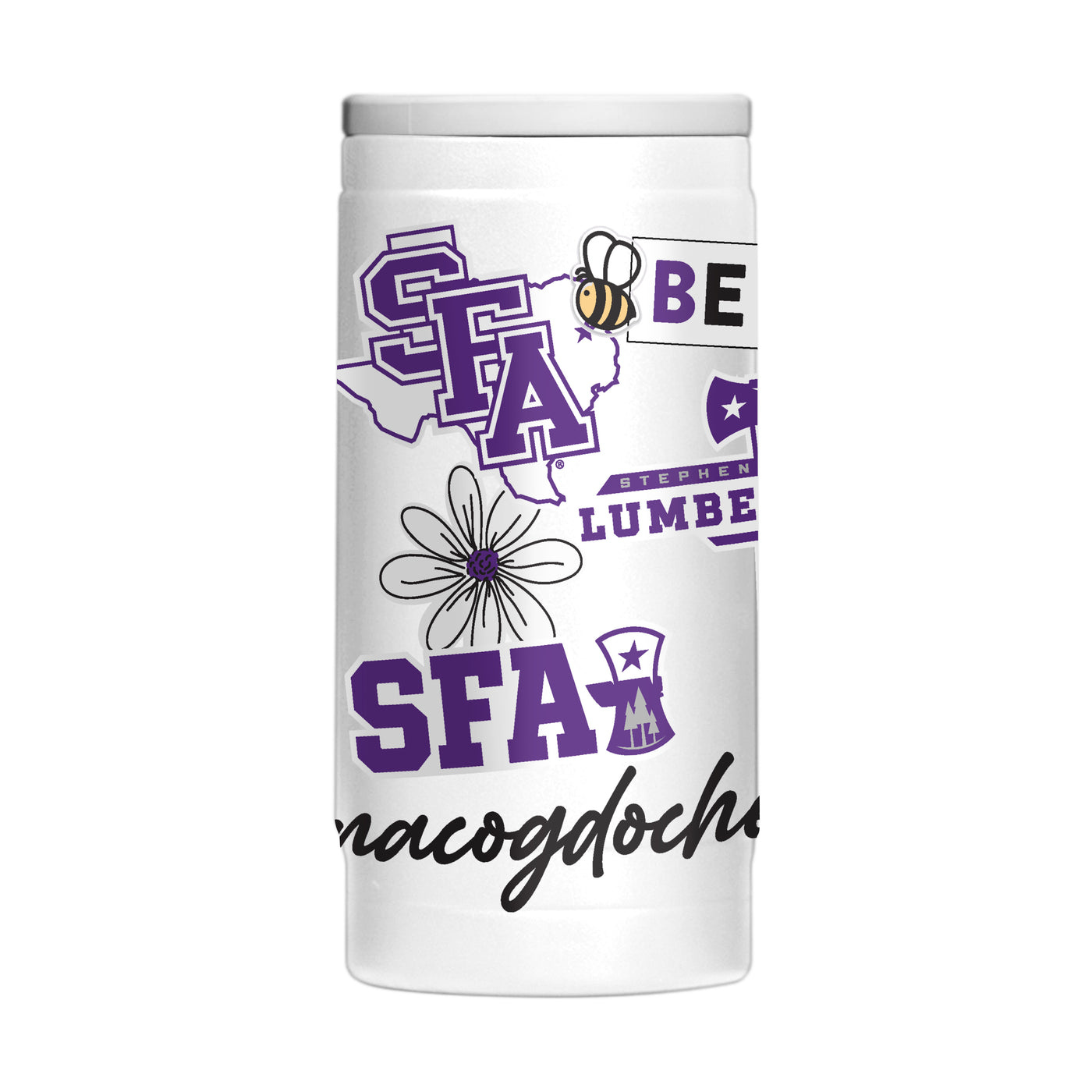 Stephen F Austin 12oz Native Powdercoat SlimCan Coolie
