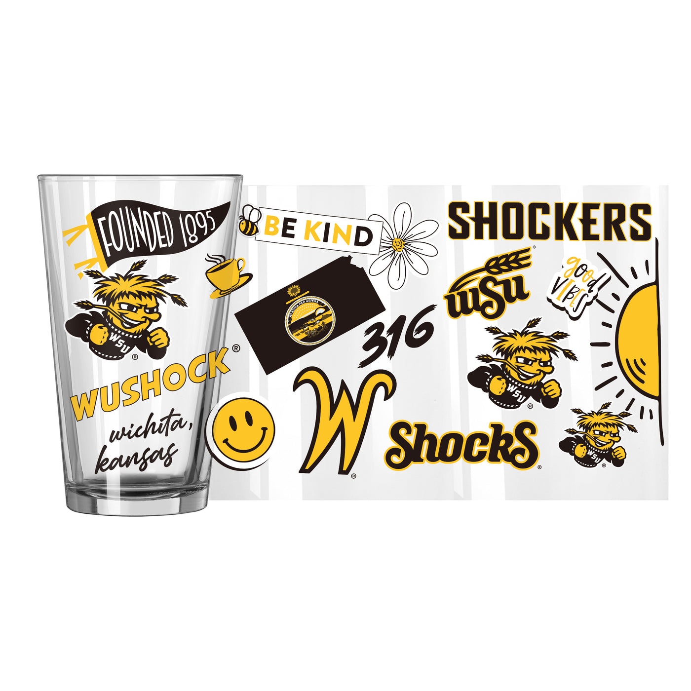 Wichita State 16oz Native Pint Glass