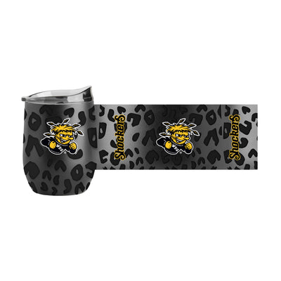 Wichita State Leopard 16oz Black Powdercoat Curved Beverage