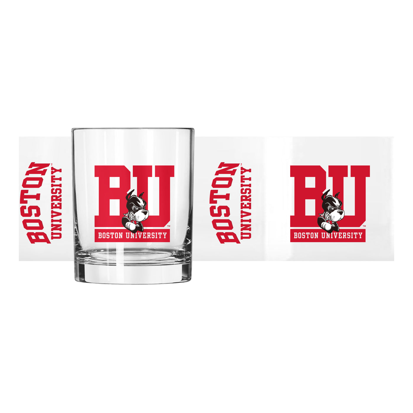Boston University 14oz Gameday Rocks Glass - Logo Brands