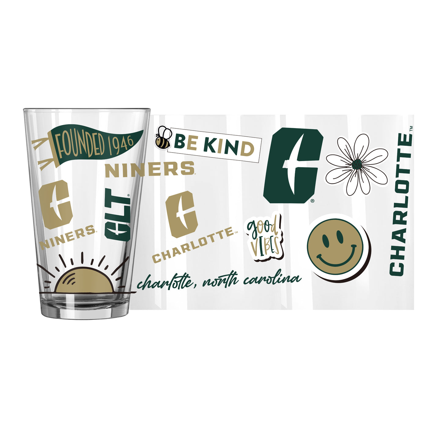 NC Charlotte 16oz Native Pint Glass