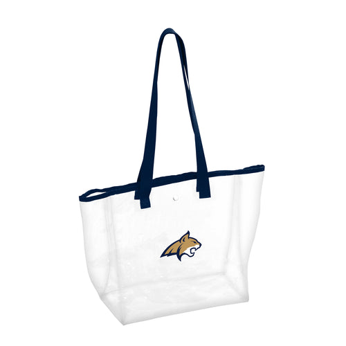 Clear stadium bag by Logo Brands featuring Montana State University logo, ideal for event security and fan use.