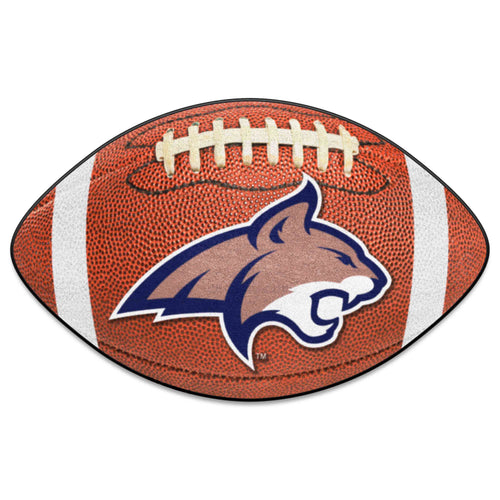 Montana State University football mat by Logo Brands, featuring university logo and team colors, designed for game room or sports decor.