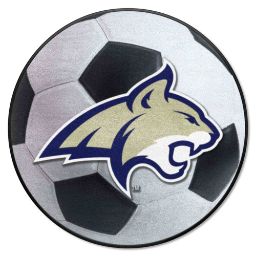 Montana State University logo soccer ball mat with team emblem and durable surface, ideal for sports or display.