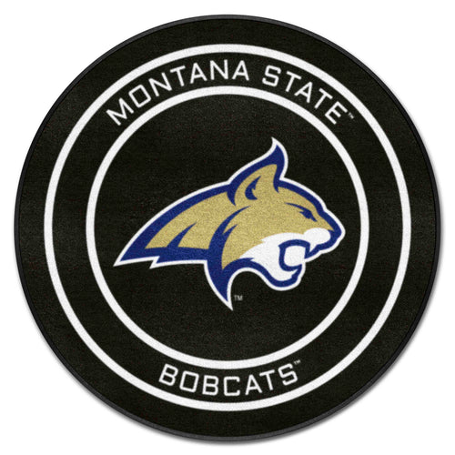 Montana State University puck mat by Logo Brands, featuring the university logo and design, ideal for hockey fans' decor.