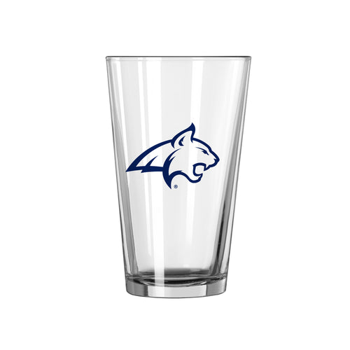 Montana State Gameday 16oz pint glass by Logo Brands featuring Montana State logo and team colors, perfect for game day.