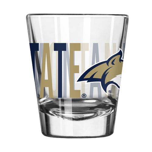 Montana State 2oz Overtime shot glass, Logo Brands drinkware featuring Montana State logo and team design.