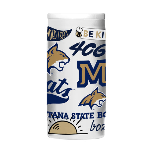 Montana State 12oz Native Powdercoat SlimCan Coolie drinkware featuring Montana State logo on a durable powder-coated sleeve