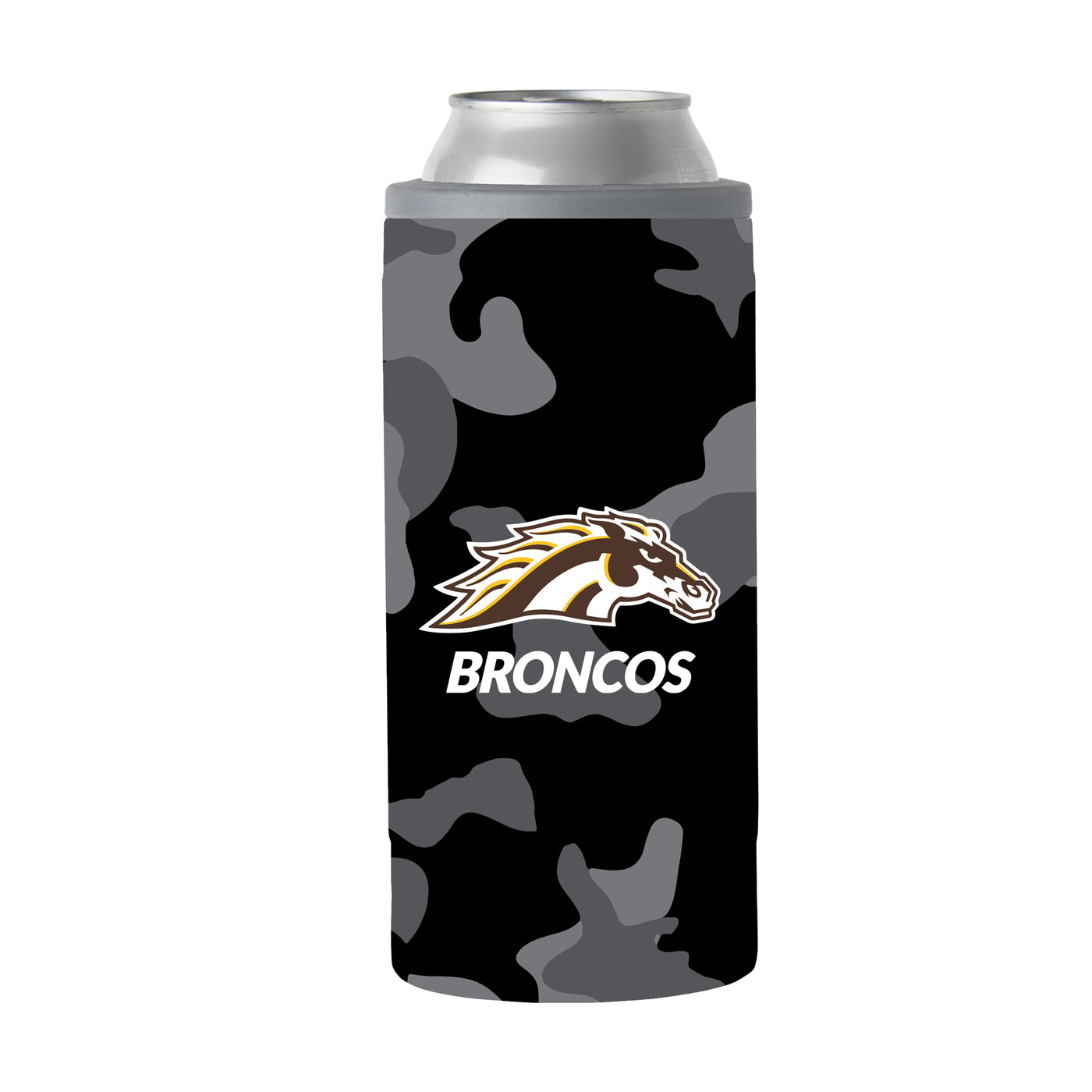 Western Michigan Black Camo 12oz Slim Can Coolie