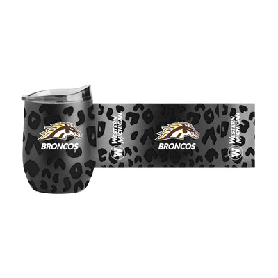 Western Michigan Leopard 16oz Black Powdercoat Curved Beverage