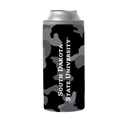 South Dakota Black Camo 12oz Slim Can Coolie