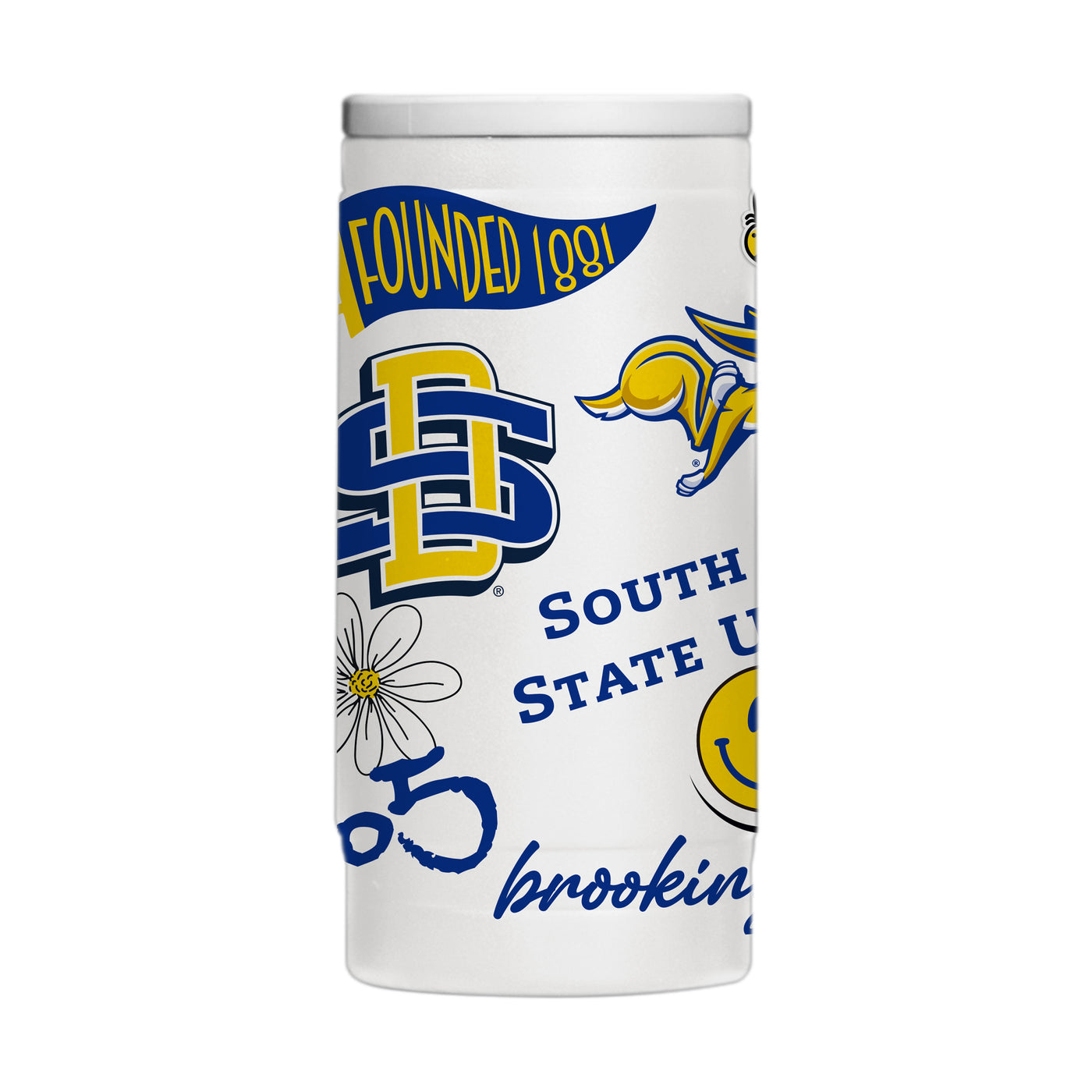 South Dakota State 12oz Native Powdercoat SlimCan Coolie