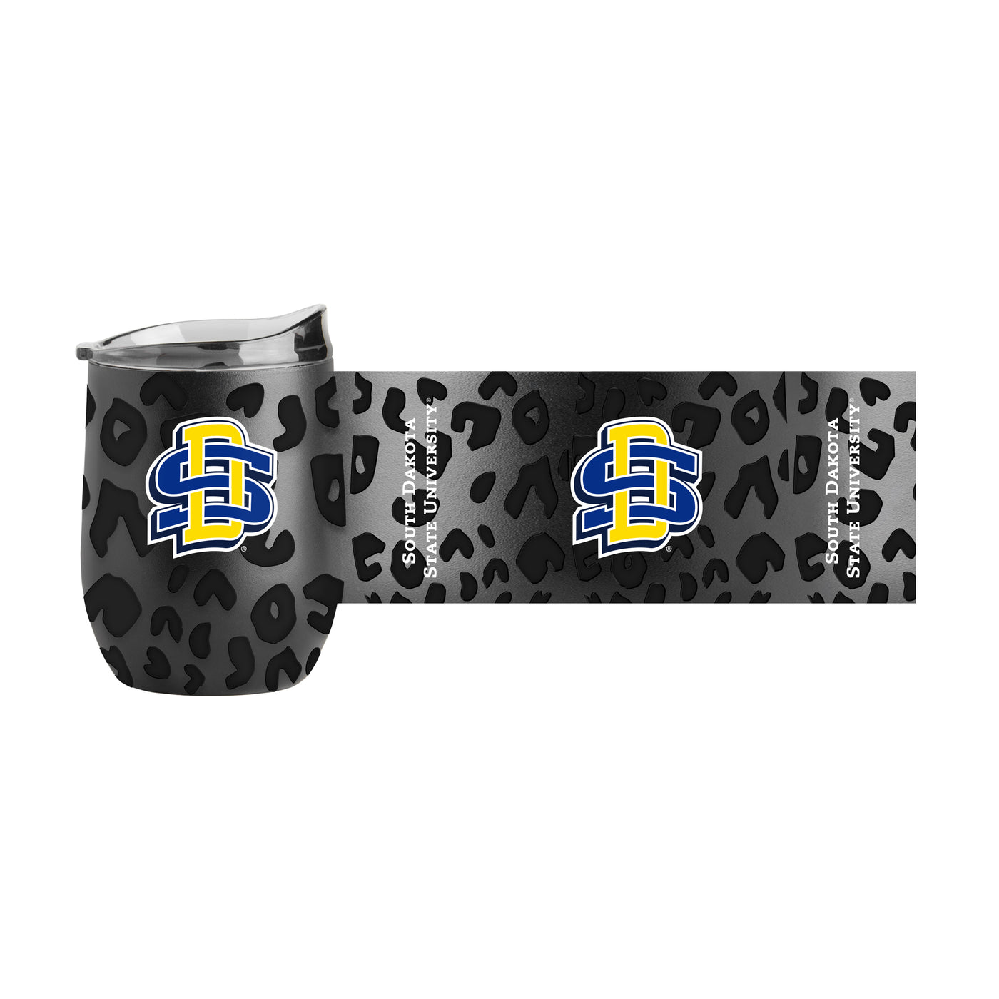 South Dakota Leopard 16oz Black Powdercoat Curved Beverage