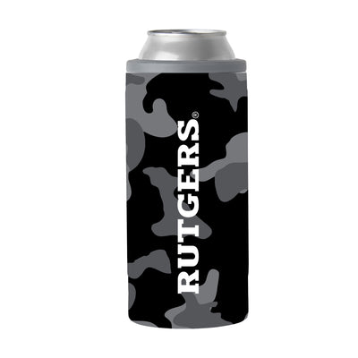 Rutgers Black Camo 12oz Slim Can Coolie