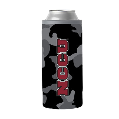 North Carolina Central Black Camo 12oz Slim Can Coolie