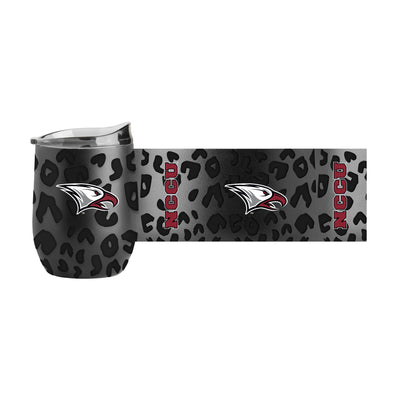 North Carolina Central Leopard 16oz Black Powdercoat Curved Beverage