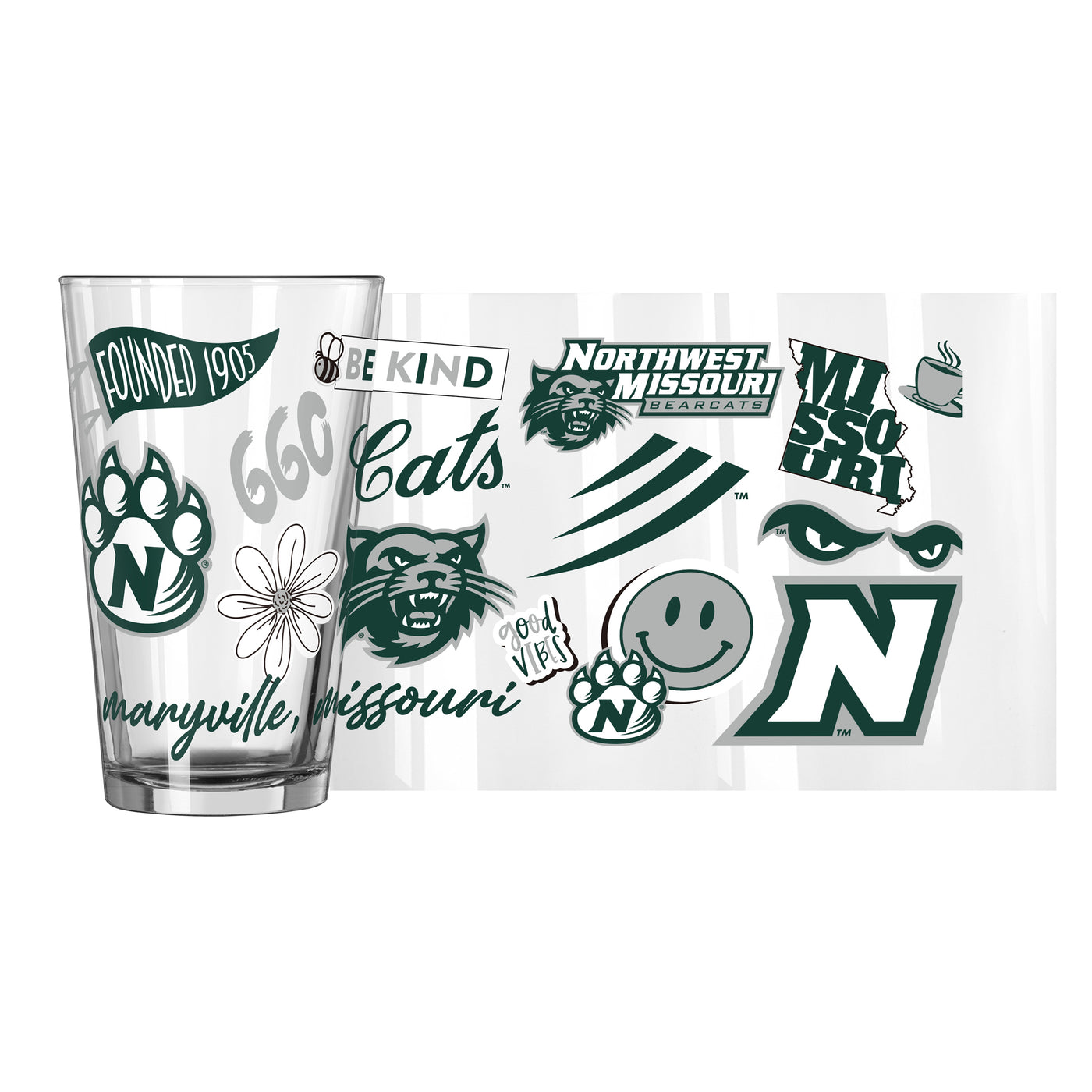 NW Missouri State 16oz Native Pint Glass