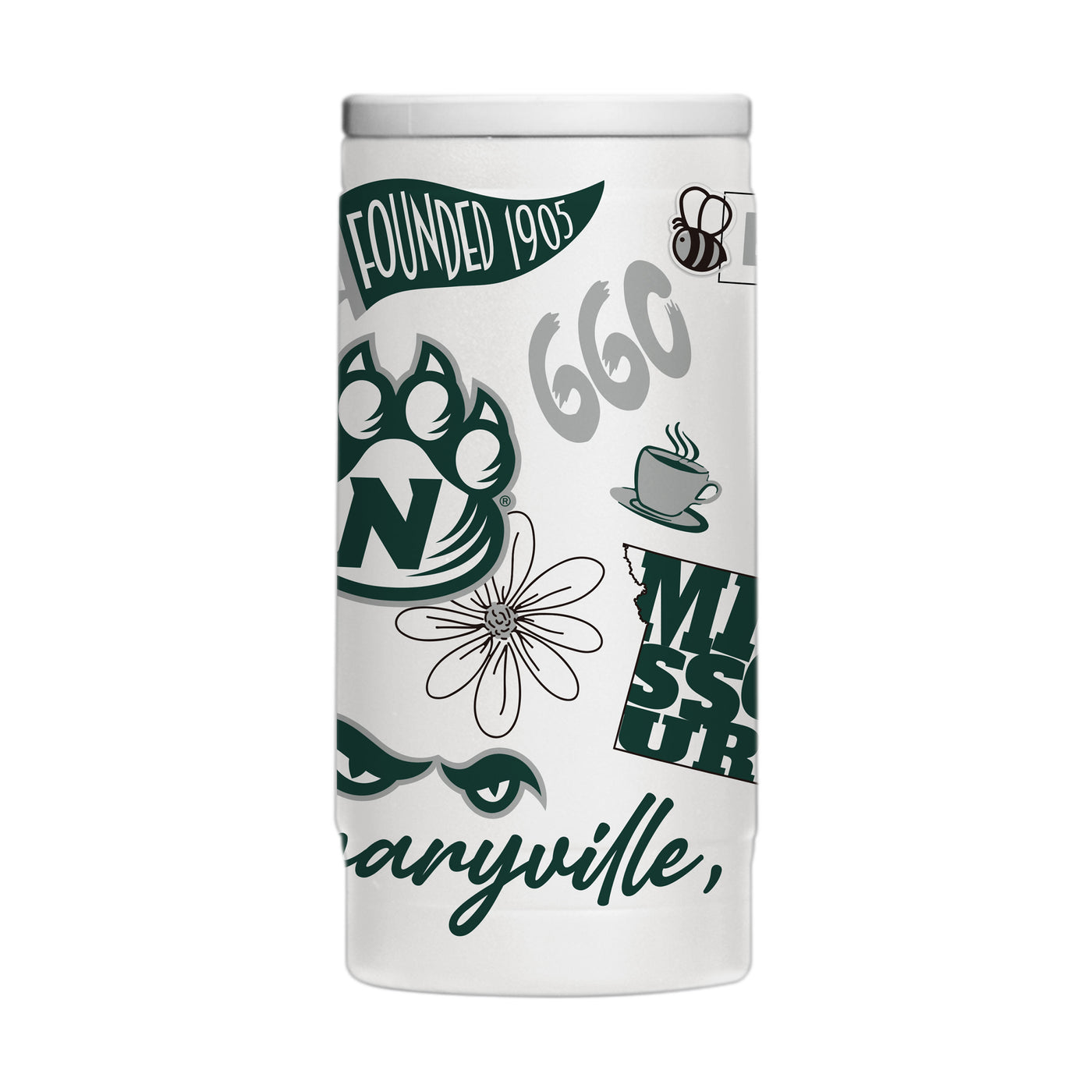 NW Missouri State 12oz Native Powdercoat SlimCan Coolie