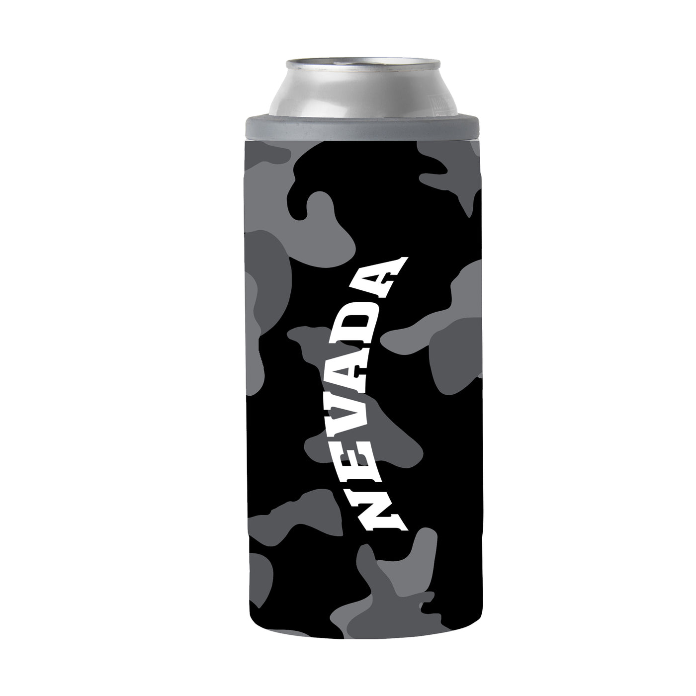 Nevada Black Camo 12oz Slim Can Coolie