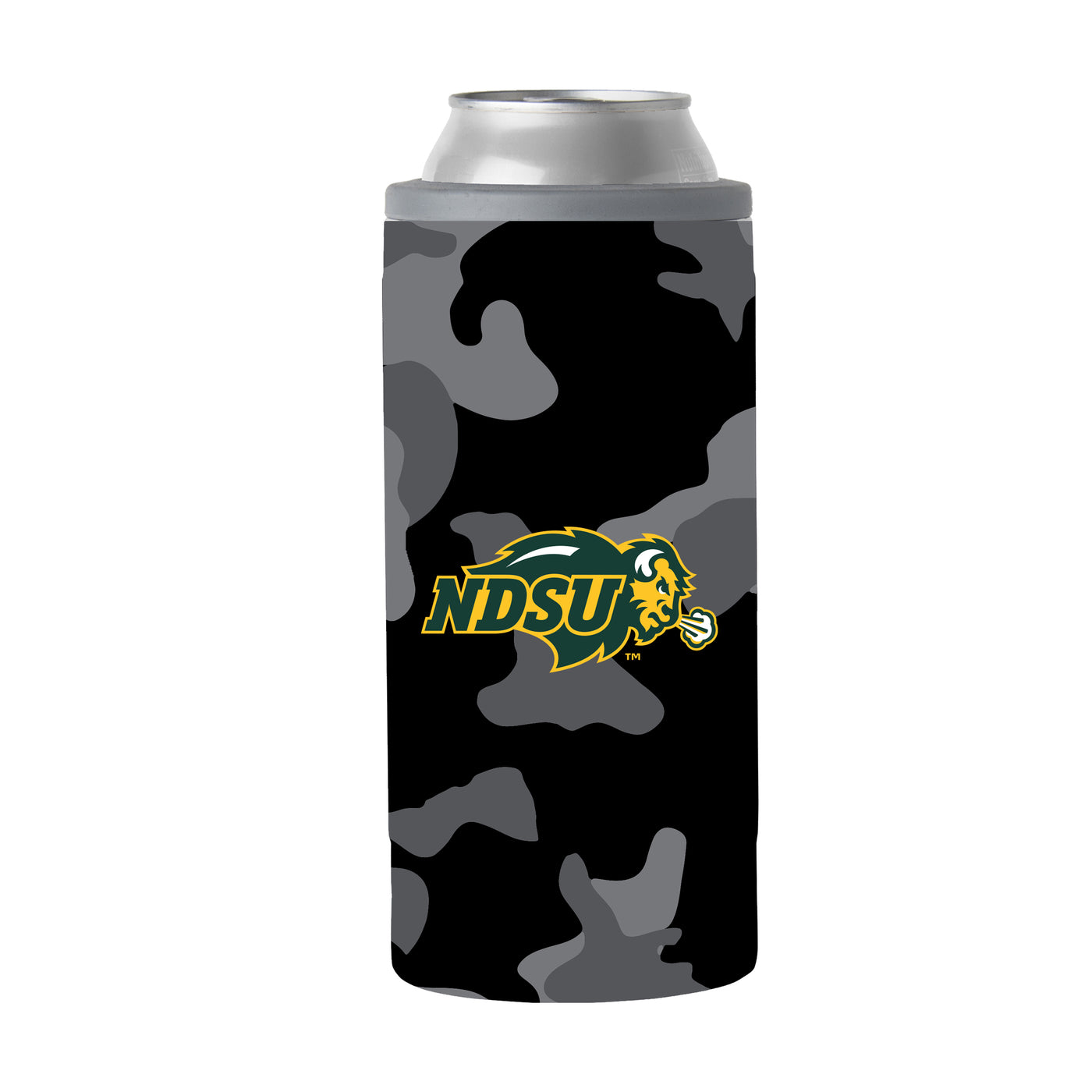 ND State Black Camo 12oz Slim Can Coolie