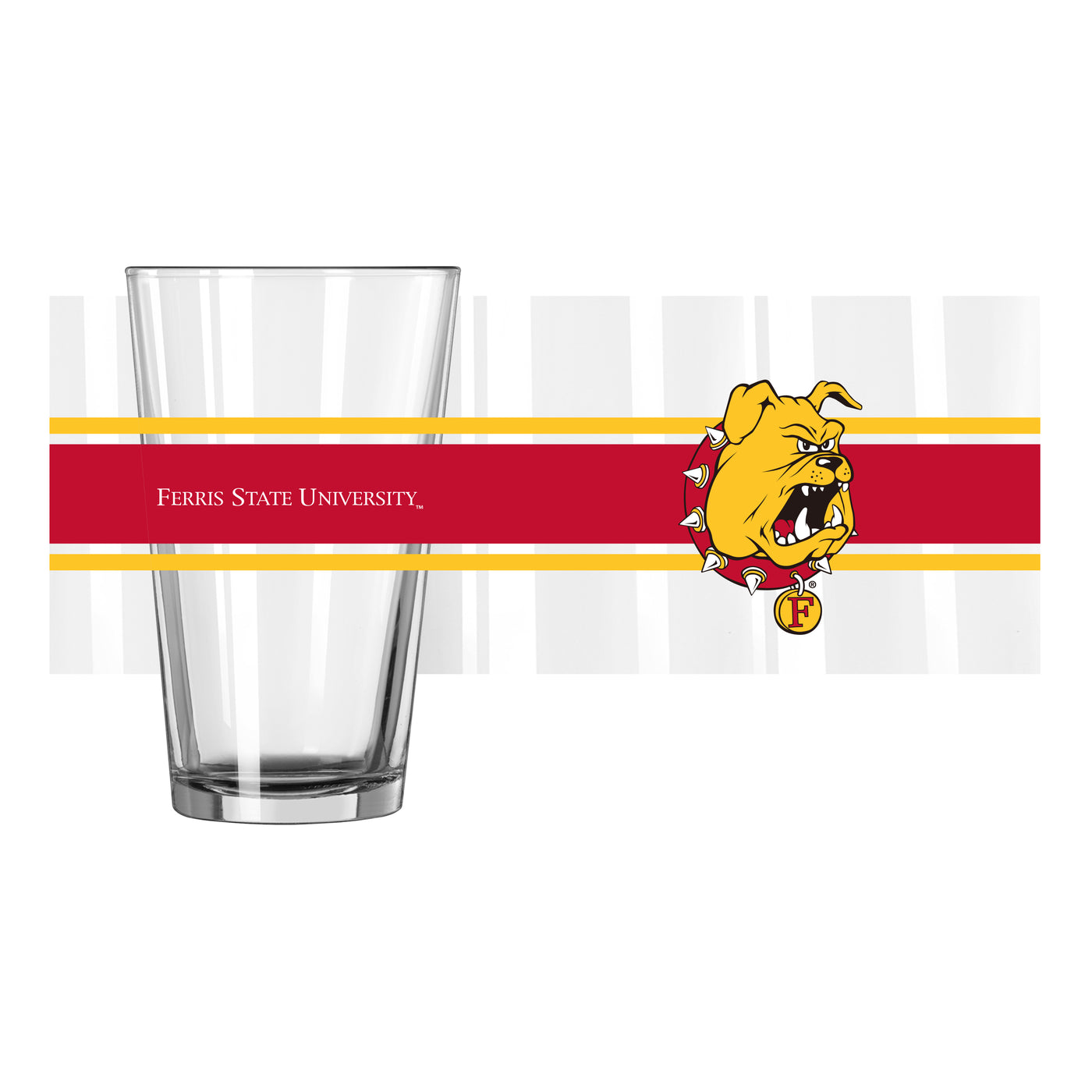 Ferris State 16oz Stripe Pint Glass