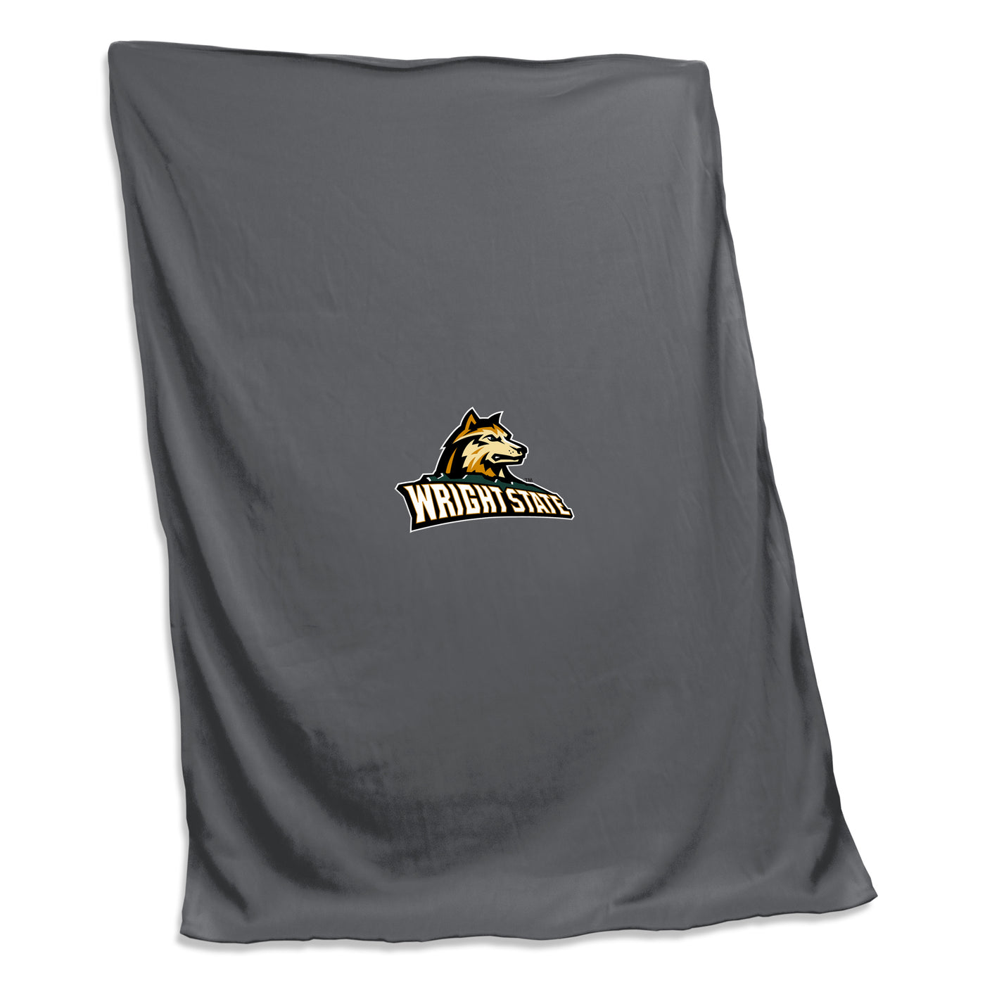 Wright State Charcoal Wolf Head Sweatshirt Blanket (Screened)