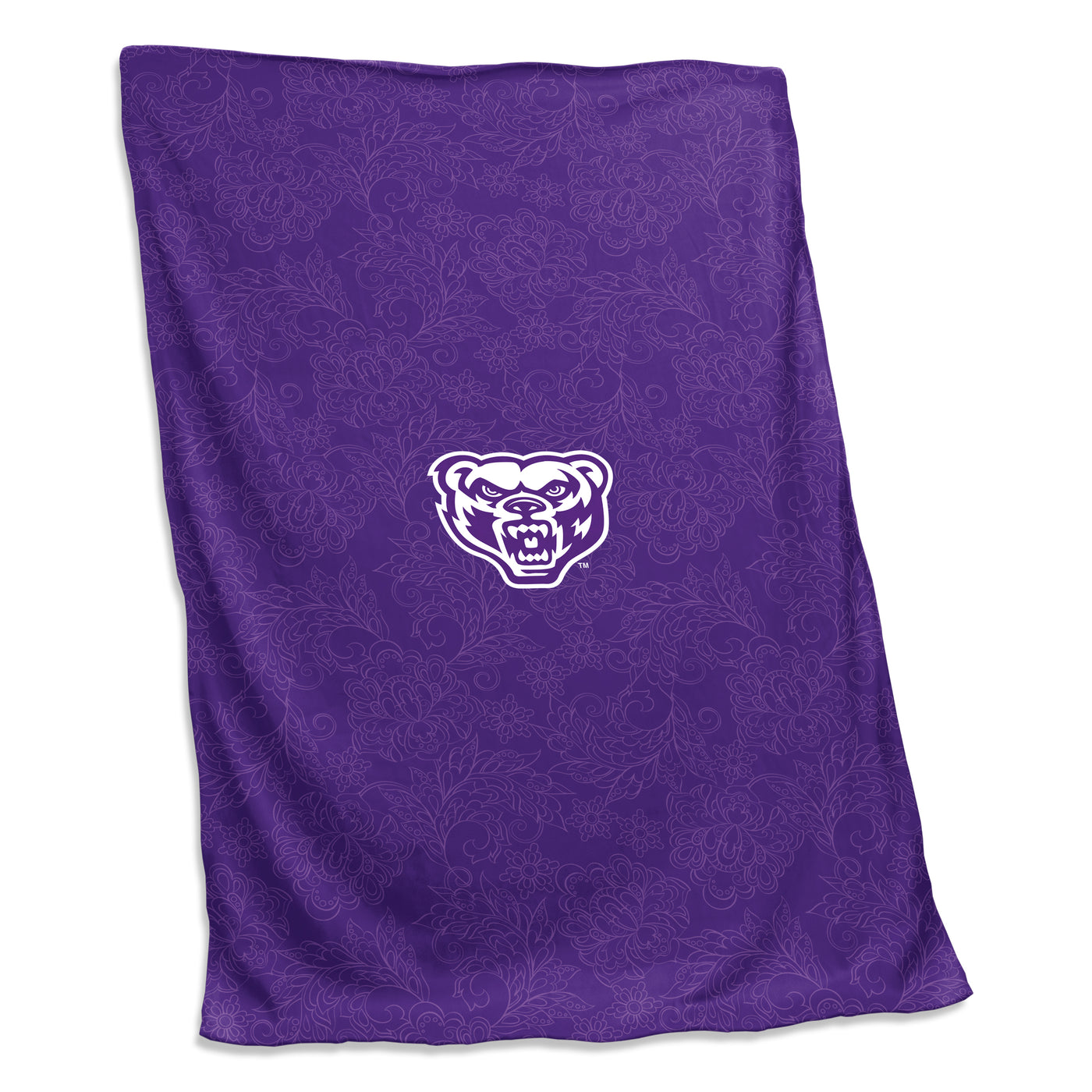 Oakland Univ Purple Paisley Sweatshirt Blanket (Screened)