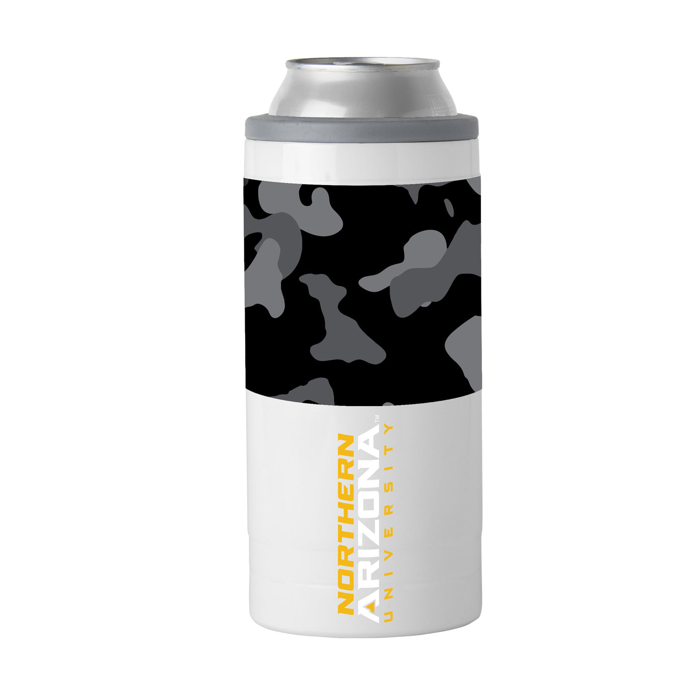 Northern Arizona Black Camo 12oz Slim Can Coolie