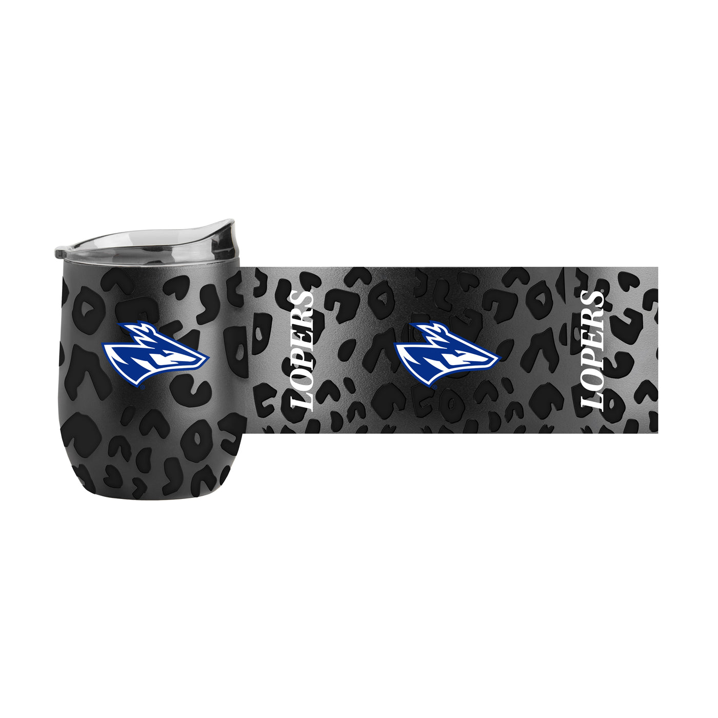 Nebraska-Kerney Leopard 16oz Black Powdercoat Curved Beverage
