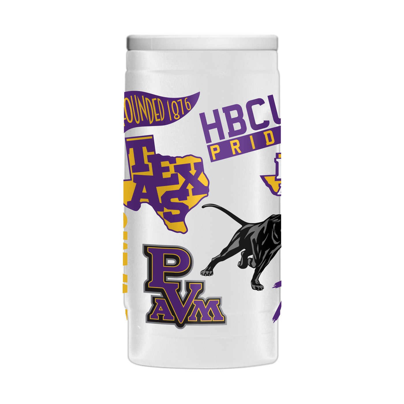 Prairie View A&M 12oz Native Powder Coat Slim Can Coolie
