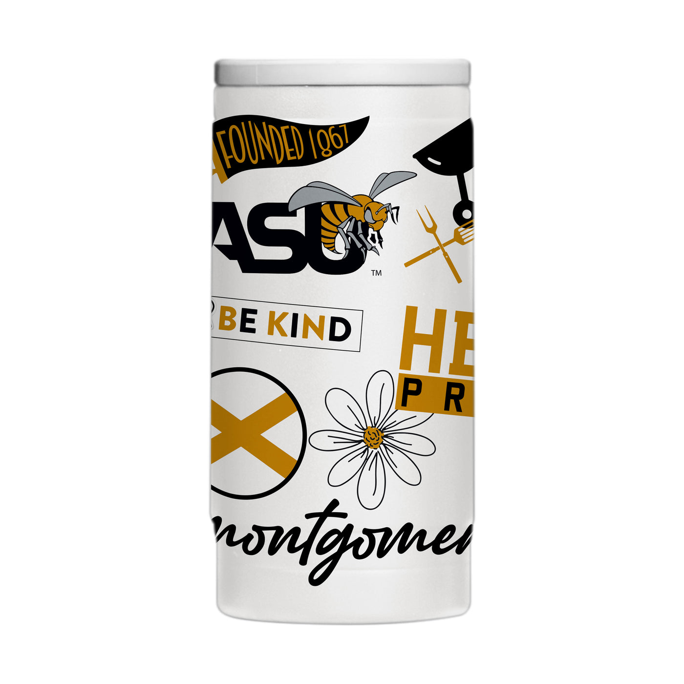 Alabama State 12oz Native Powdercoat SlimCan Coolie