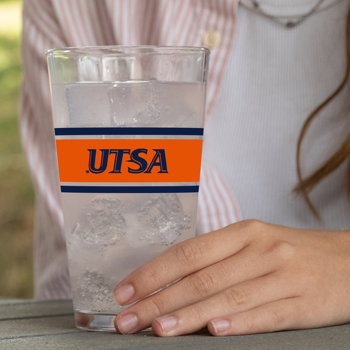 Texas - San Antonio 16oz Stripe Pint Glass - Logo Brands