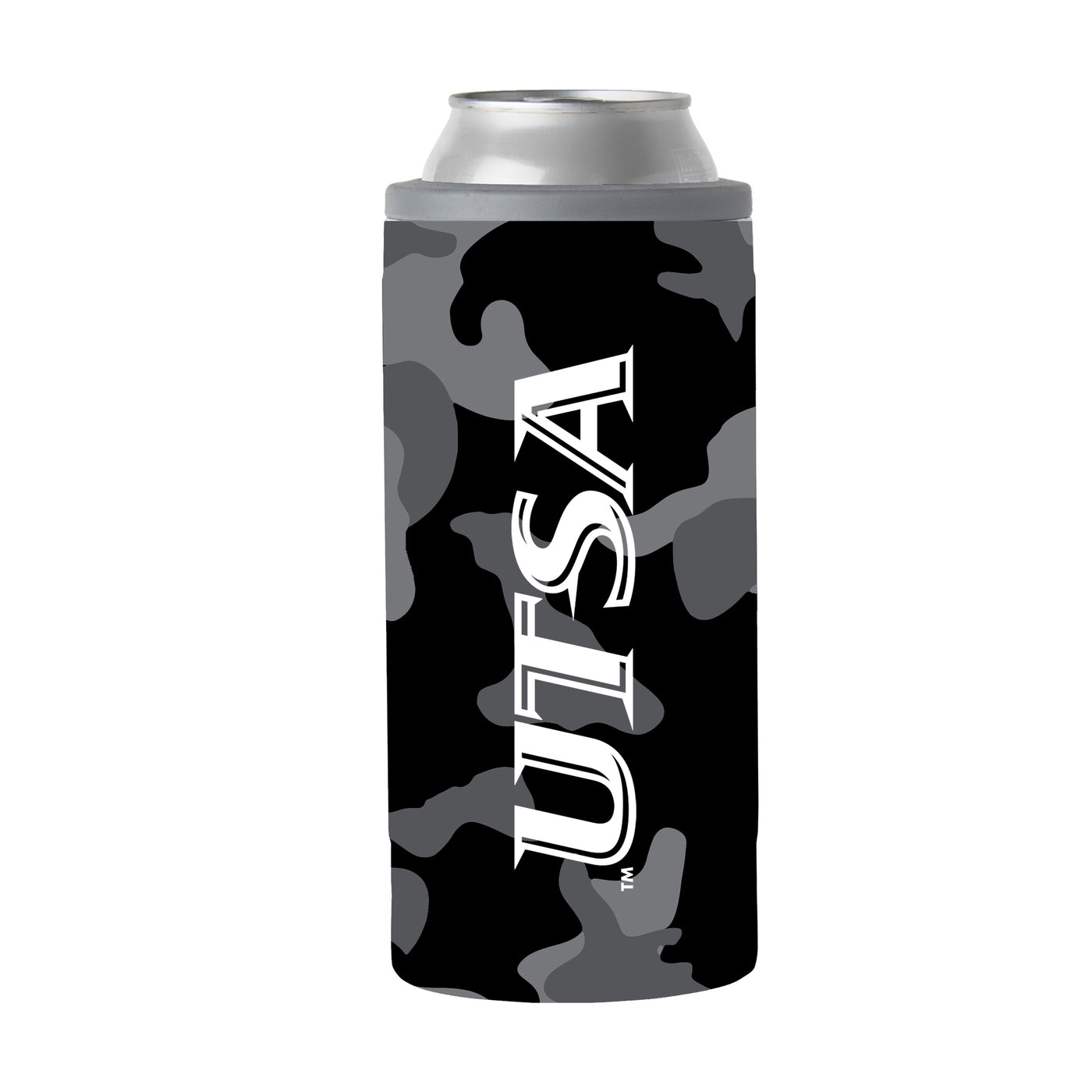 UTSA Black Camo 12oz Slim Can Coolie