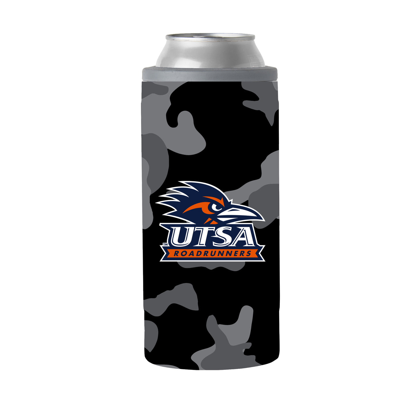 UTSA Black Camo 12oz Slim Can Coolie