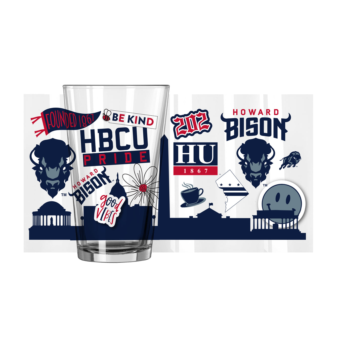 Howard University 16oz Native Pint Glass