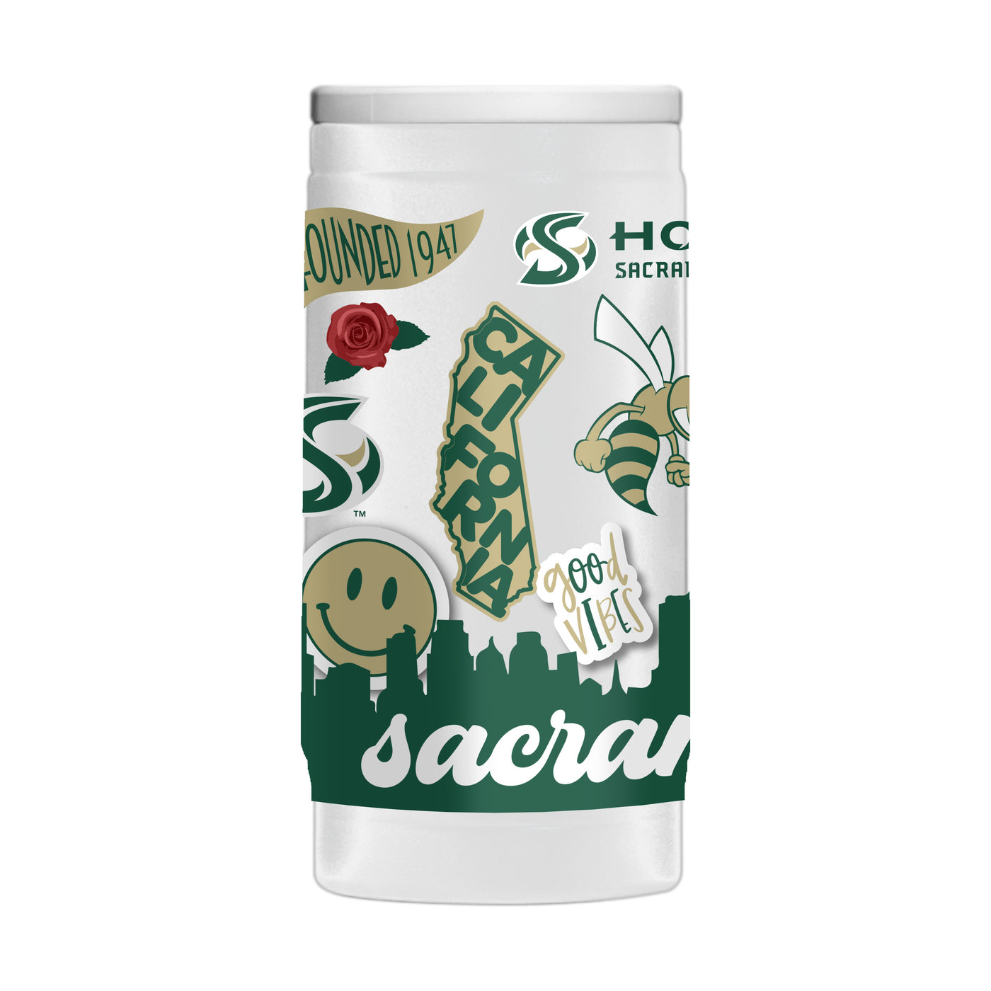 Sacramento State 12oz Native Powder Coat Slim Can Coolie