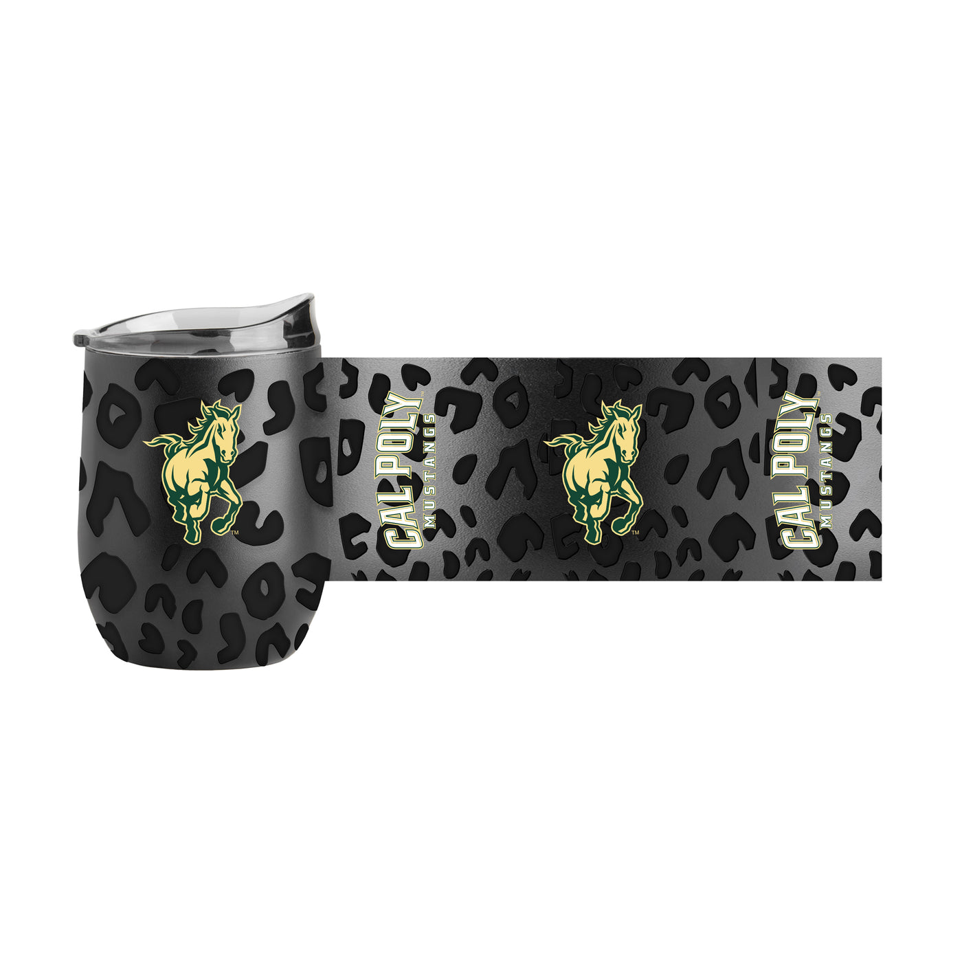 Cal Poly Leopard 16oz Black Powdercoat Curved Beverage