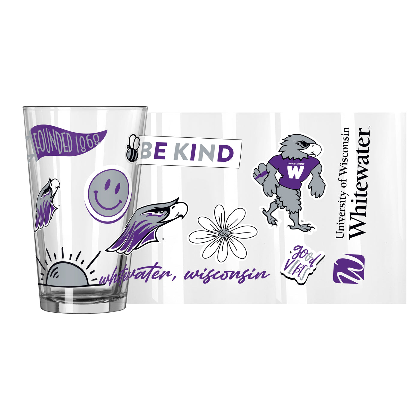 UW-Whitewater 16oz Native Pint Glass